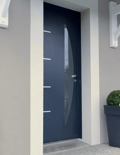 portes d'entrée en aluminium bleu