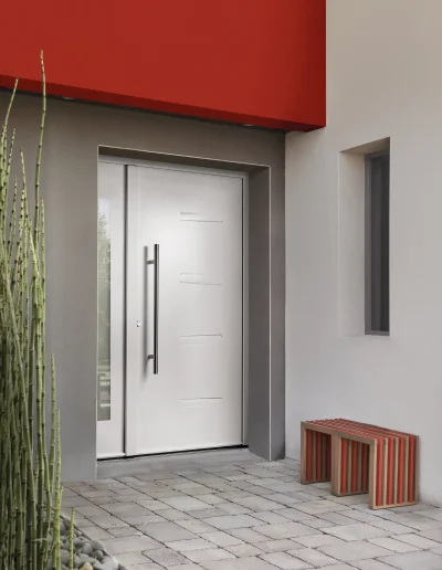 porte en aluminium blanche