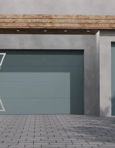 porte de garage et porte d'entée grises